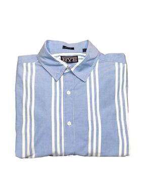 RYE by HAWKER RYE Sky Blue & White Striped Long Sleeve Button Down Shirt Size L